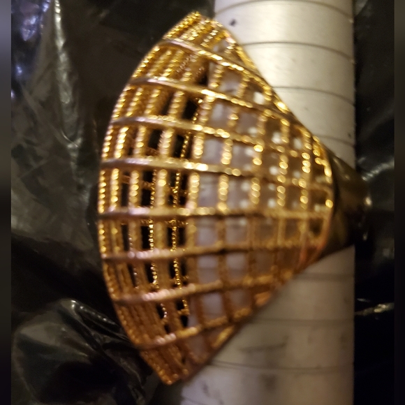 Large Estate Gold Plated Fashion Dome Open Basket Weave Ring - Size 8 New READ⬇️ - Picture 5 of 9